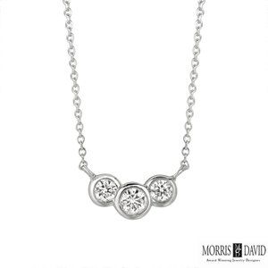 0.50 Carat Natural 3 Stone Diamond Bezel Necklace